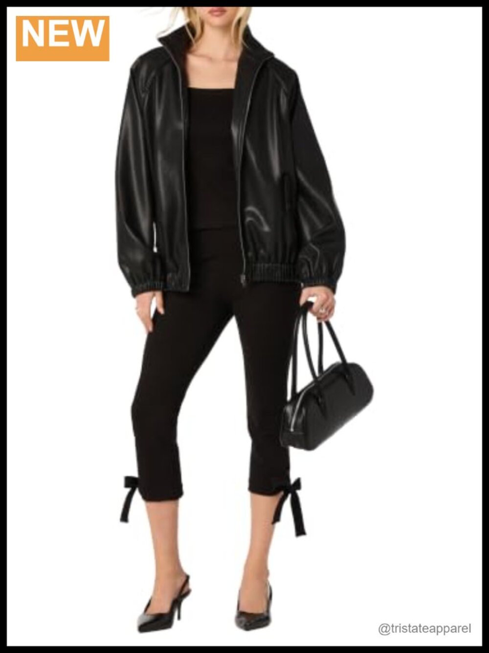 Faux Leather Moto Jacket Womens Casual Zip Up Oversized